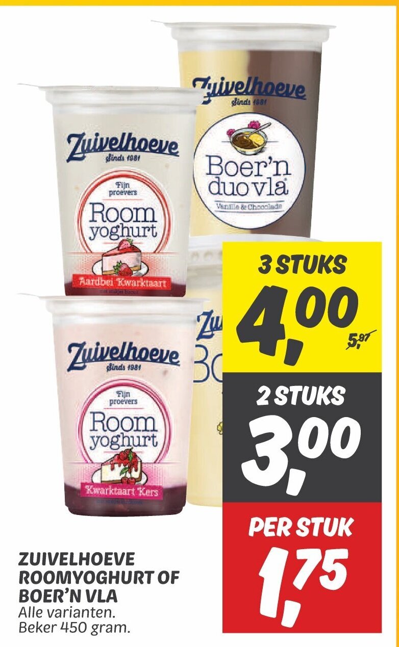 Zuivelhoeve Roomyoghurt Of Boer N Vla Alle Varianten Beker Gram