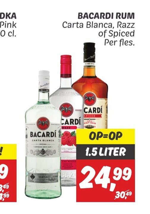 Bacardi Rum Carta Blanca Razz Of Spiced Per Fles Liter Aanbieding