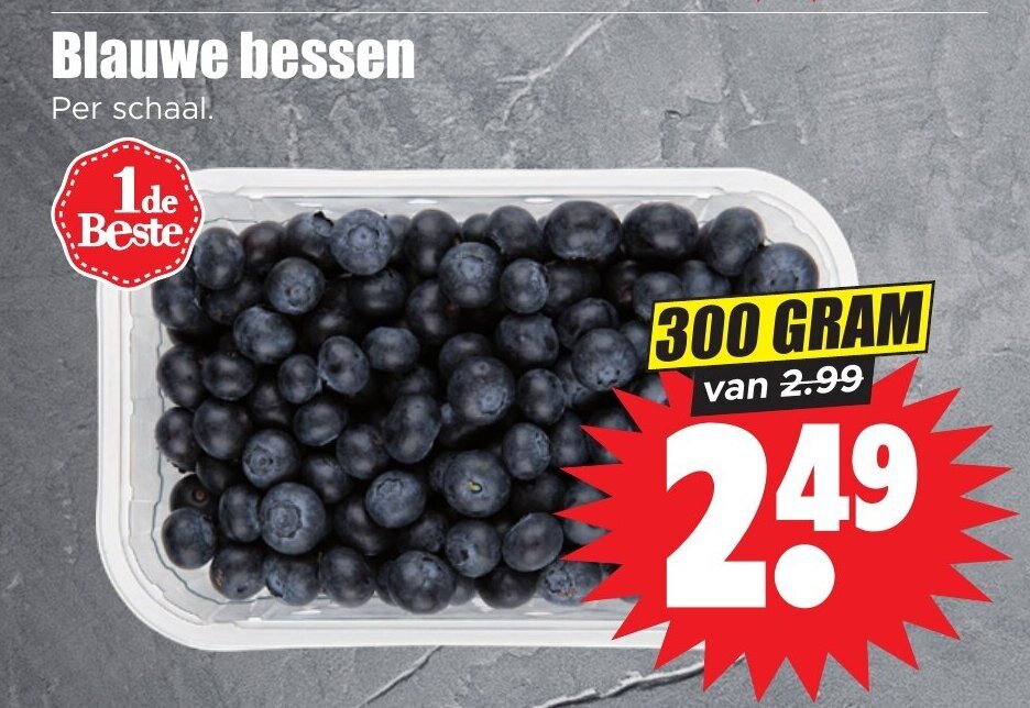 Blauwe Bessen Per Schaal 300 GRAM Aanbieding Bij Dirk