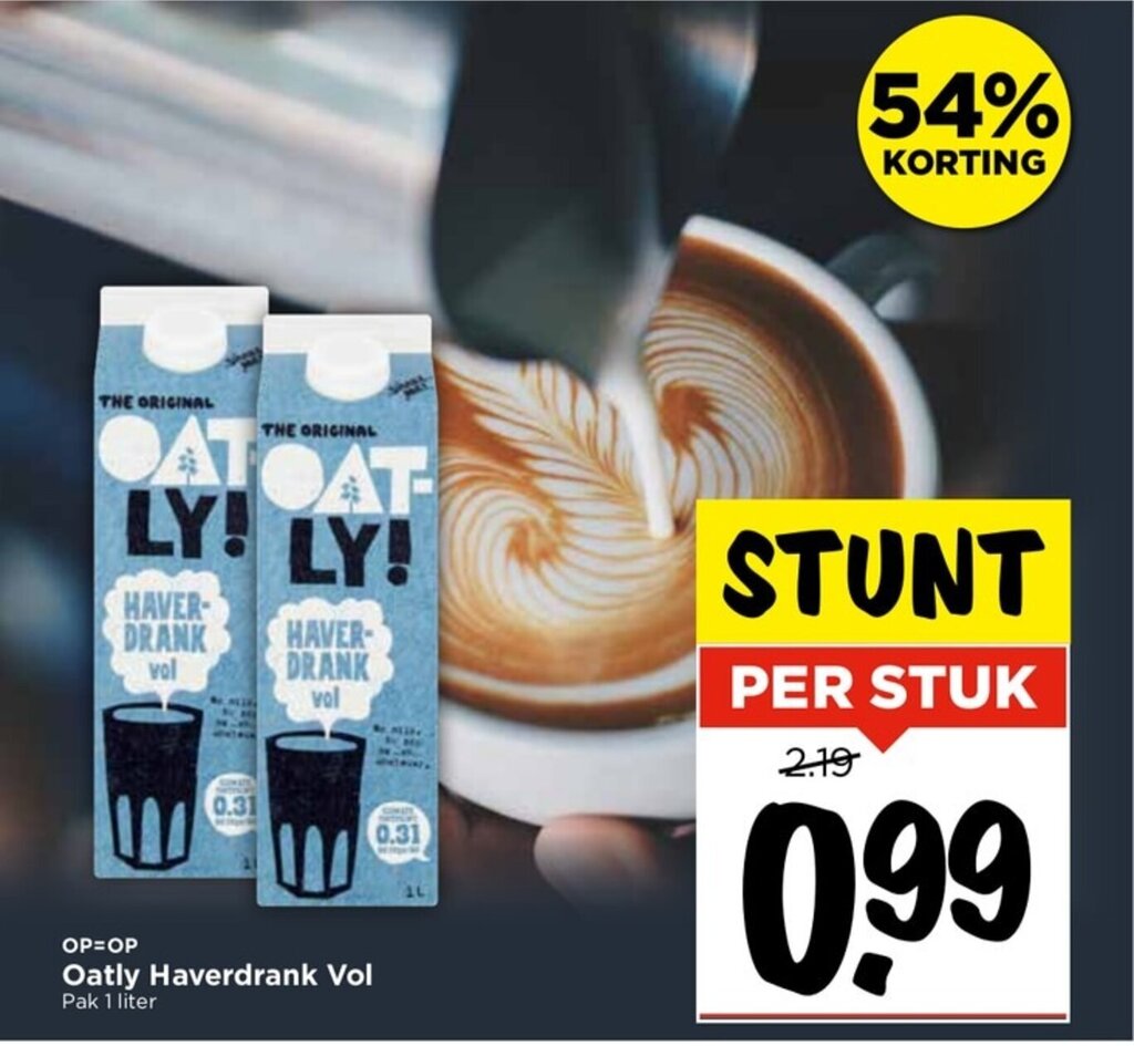 Oatly Haverdrank Vol Pak 1 Liter Aanbieding Bij Vomar Voordeelmarkt