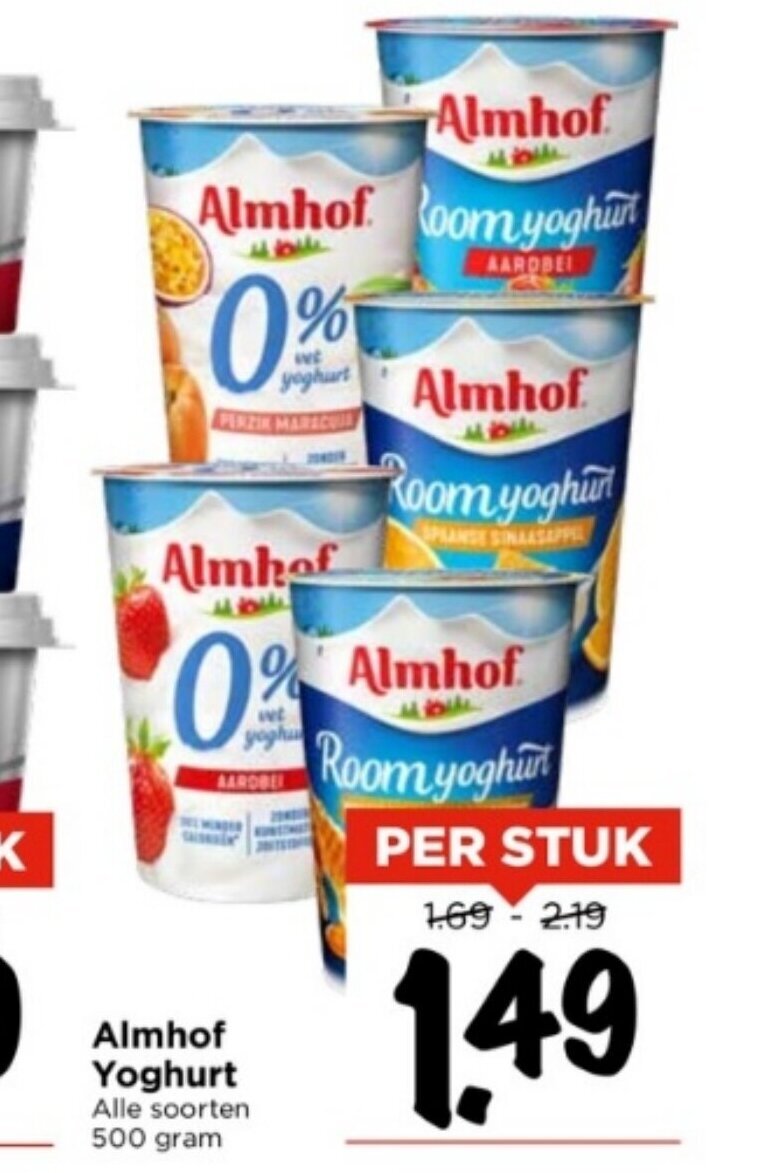 Almhof Yoghurt Alle Soorten Gram Aanbieding Bij Vomar