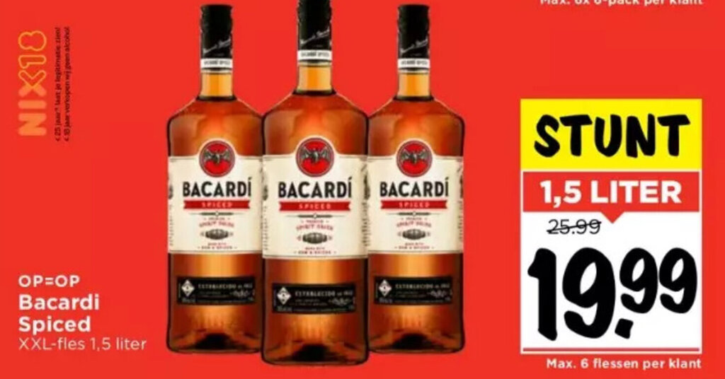 Bacardi Spiced XXL Fles 1 5 Liter Aanbieding Bij Vomar Voordeelmarkt