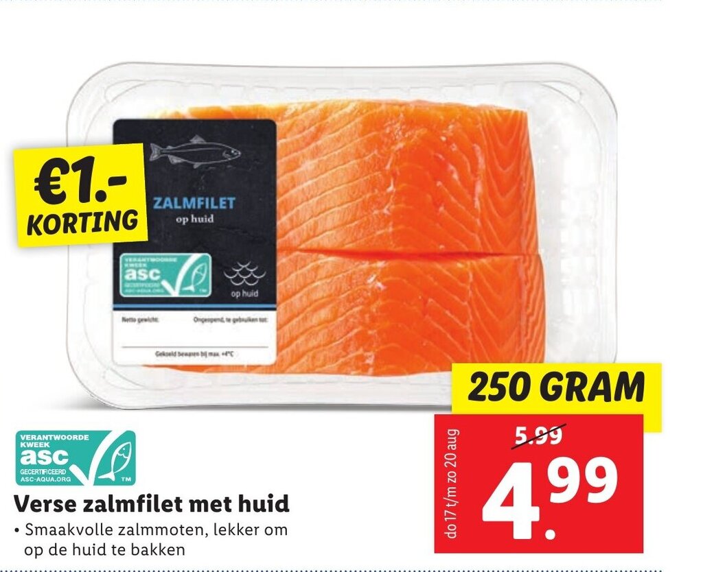 Verse Zalmfilet Met Huid 250g Aanbieding Bij Lidl