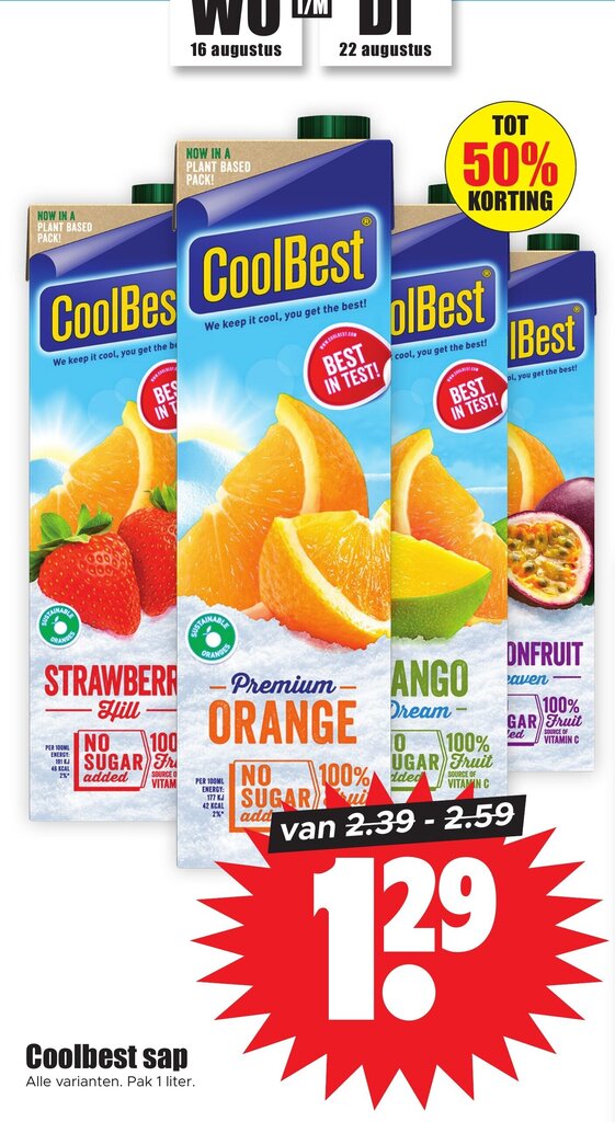 Coolbest Sap Alle Varianten Pak 1 Liter Aanbieding Bij Dirk