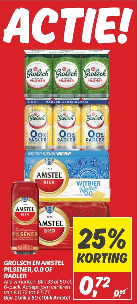 Grolsch En Amstel Pilsener Of Radler Aanbieding Bij Dekamarkt