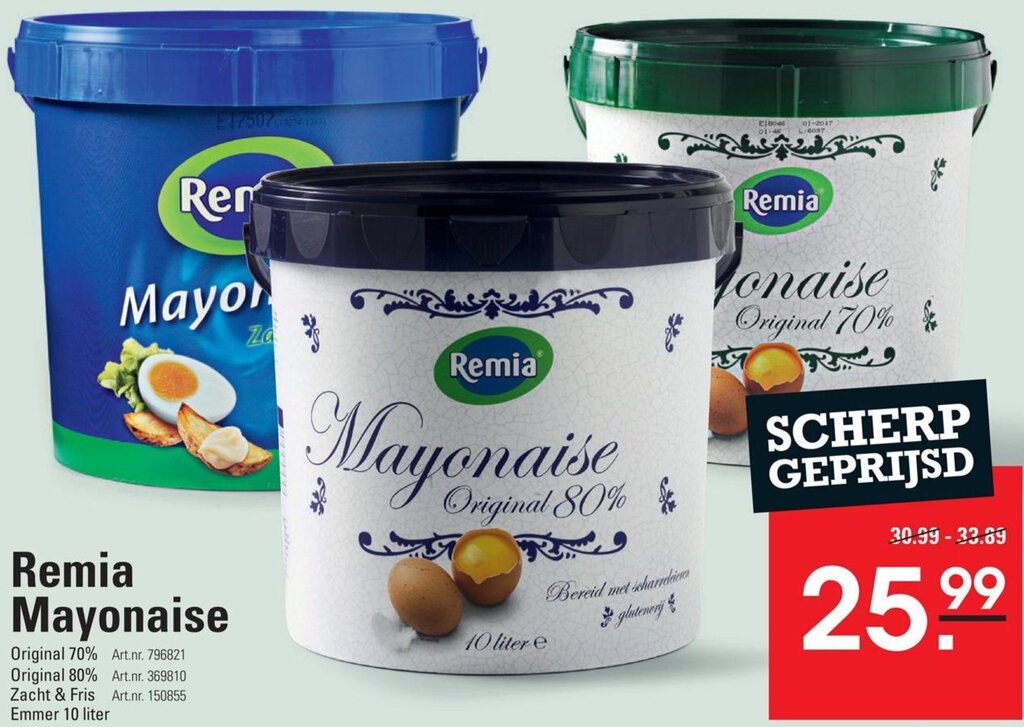 Remia Mayonaise 10 Liter Aanbieding Bij Sligro