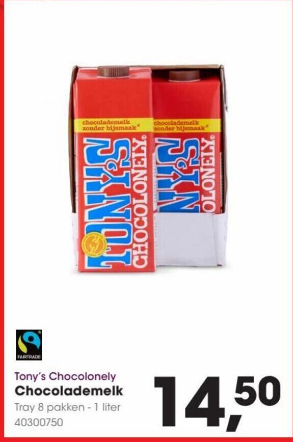 Tony S Chocolonely Chocolademelk Tray Pakken Liter