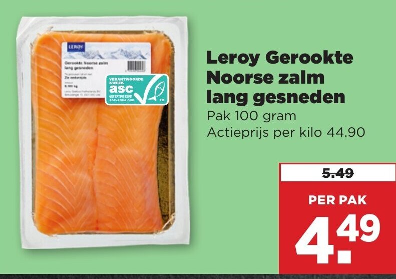 Leroy Gerookte Noorse Zalm Lang Gesneden G Aanbieding Bij Plus Vandaag