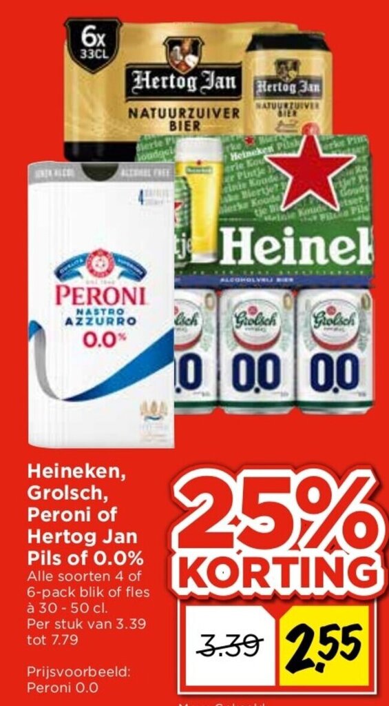 Heineken Grolsch Peroni Of Hertog Jan Pils Of 0 0 Aanbieding Bij