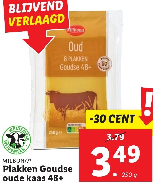 MILBONA Plakken Goudse Oude Kaas 48 250g Aanbieding Bij Lidl