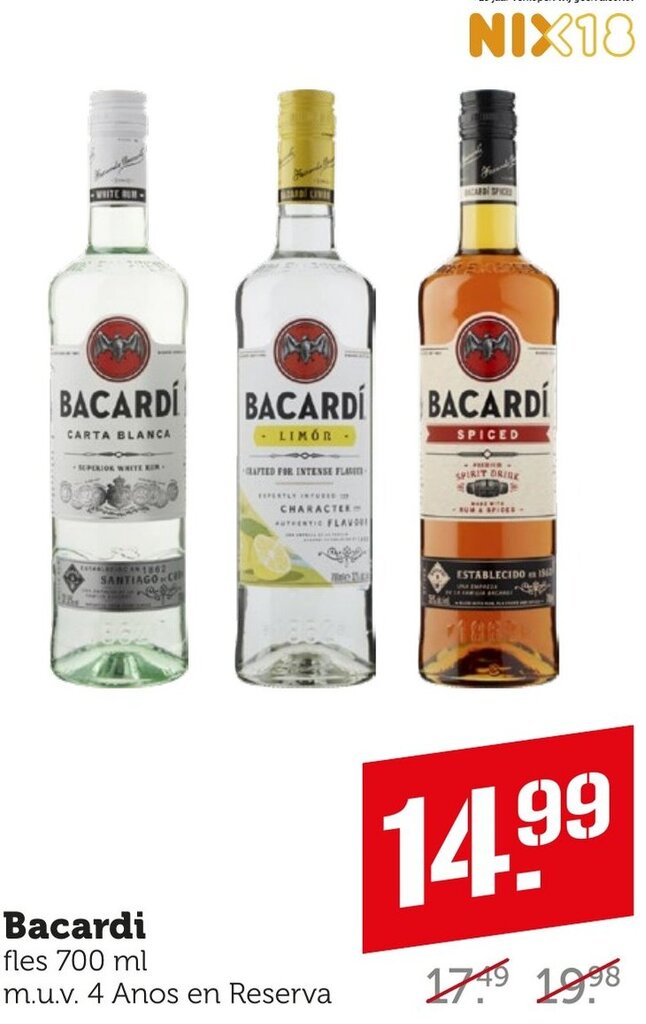 Bacardi Fles Ml Aanbieding Bij Coop