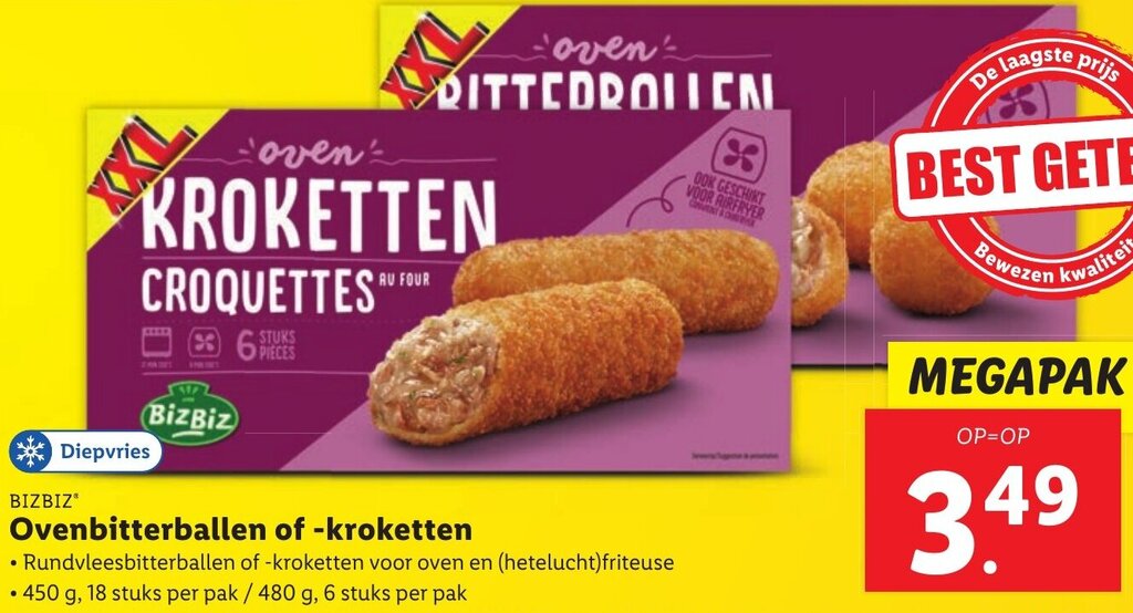 BIZBIZ Ovenbitterballen Of Kroketten 450g Aanbieding Bij Lidl