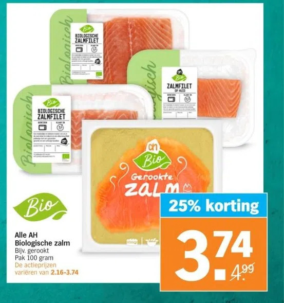 Alle Ah Biologische Zalm Bijv Gerookt Pak Gram De Actieprijzen