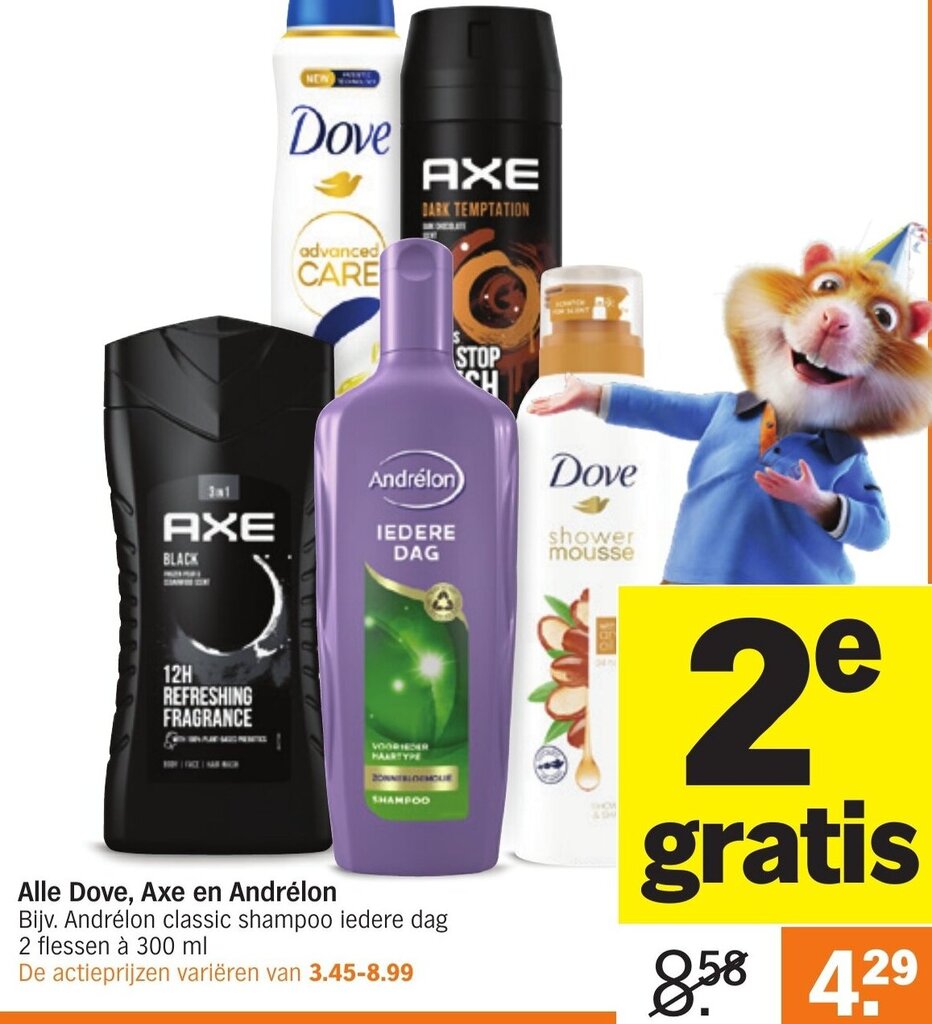 Alle Dove Axe en Andrélon aanbieding bij Albert Heijn