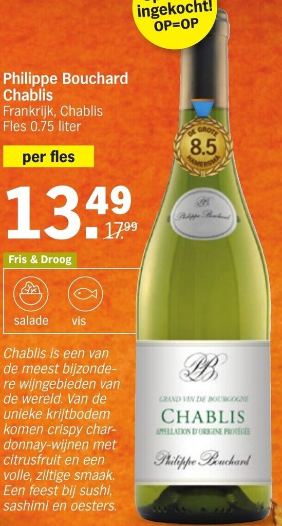 Philippe Bouchard Chablis Fles 0 75 Liter Aanbieding Bij Albert Heijn