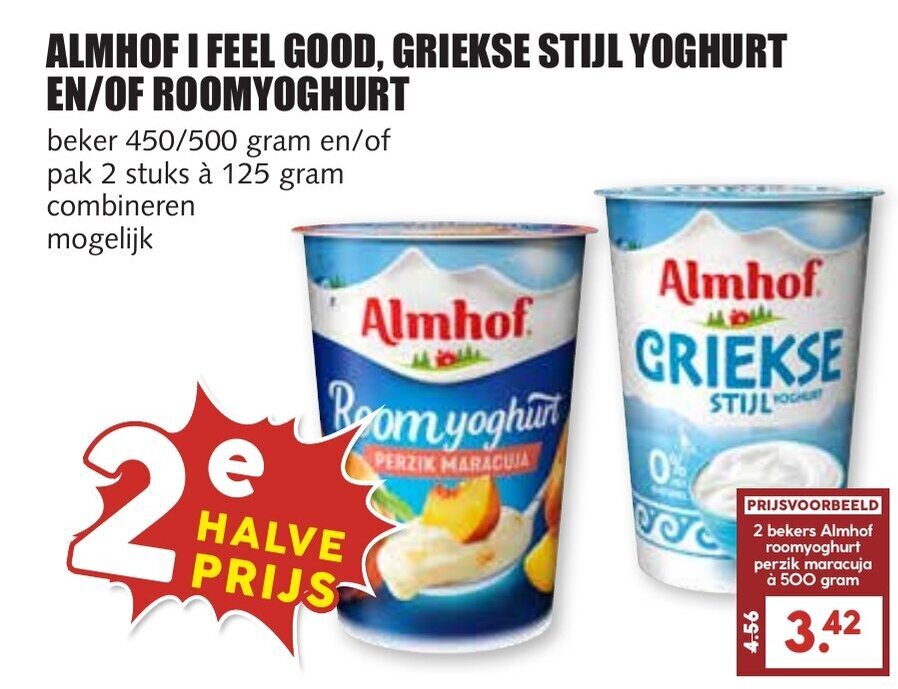 ALMHOF I FEEL GOOD GRIEKSE STIJL YOGHURT Beker 450 500 Gram Aanbieding