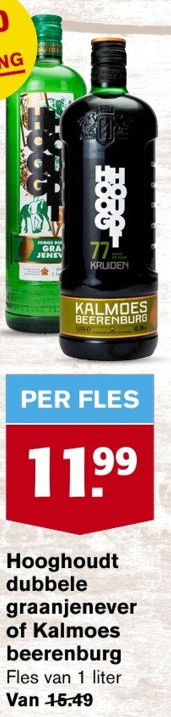 Hooghoudt Dubbele Graanjenever Of Kalmoes Beerenburg Fles Van 1 Liter