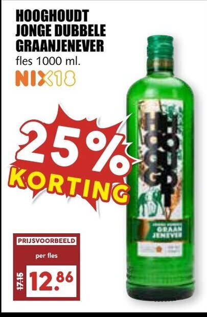 Hooghoudt Jonge Dubbele Graanjenever Fles Ml Aanbieding Bij De