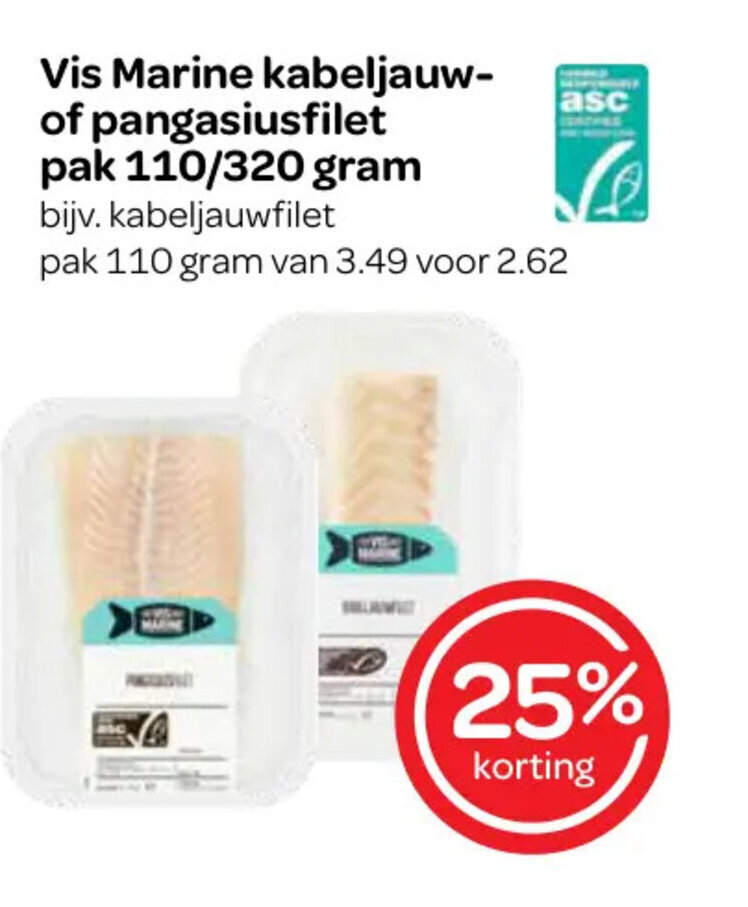 Vis Marine Kabeljauw Of Pangasiusfilet Pak 110 320 Gram Aanbieding Bij Spar