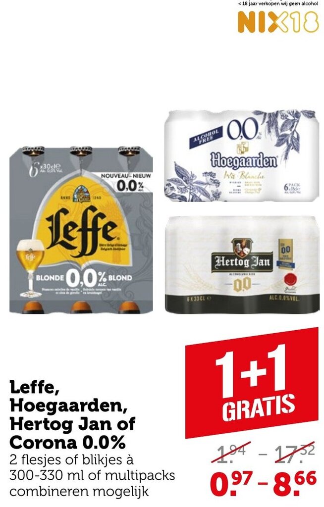 Leffe Hoegaarden Hertog Jan Of Corona 0 0 Aanbieding Bij Coop