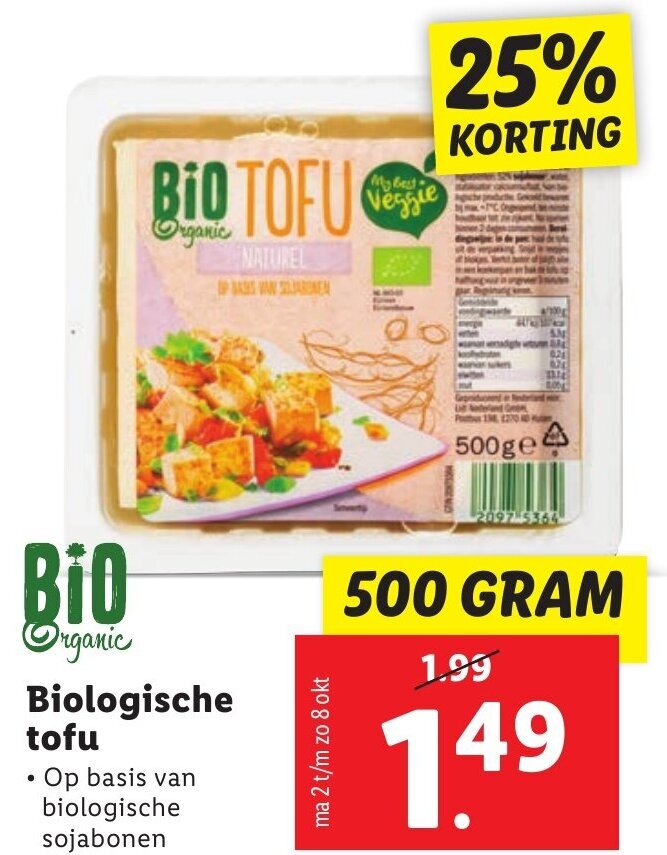 Biologische Tofu 500g Aanbieding Bij Lidl