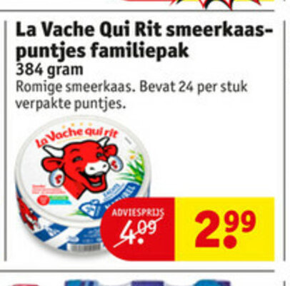 La Vache Qui Rit Smeerkaaspuntjes Familiepak Gram Aanbieding Bij