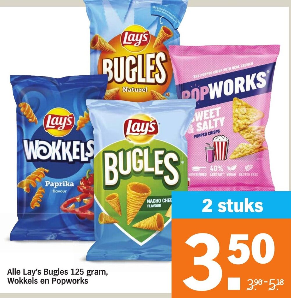 Alle Lay S Bugles 125 Gram Wokkels En Popworks Aanbieding Bij Albert Heijn