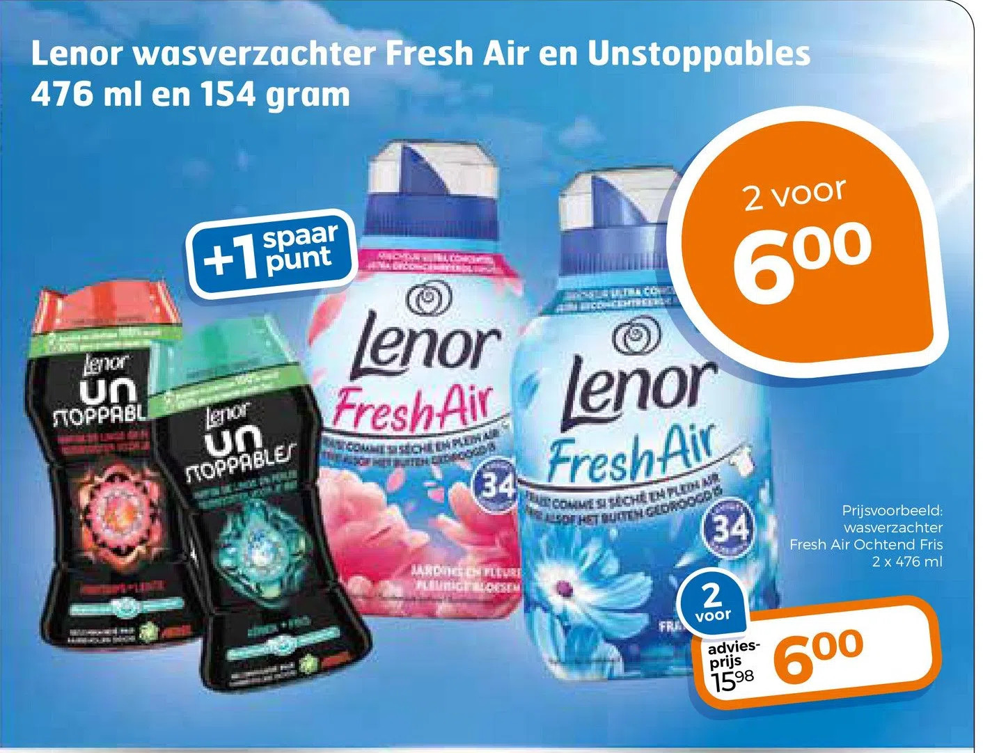 Lenor Wasverzachter Fresh Air En Unstoppables Ml En Gram