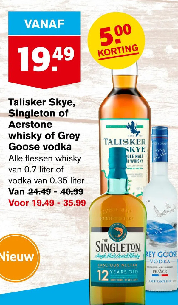 Talisker Skye Singleton Of Aerstone Whisky Of Grey Goose Vodka