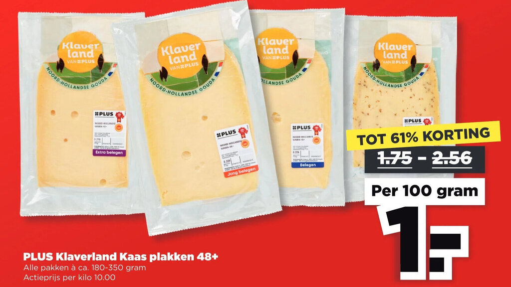 PLUS Klaverland Kaas Plakken 48 100g Aanbieding Bij PLUS