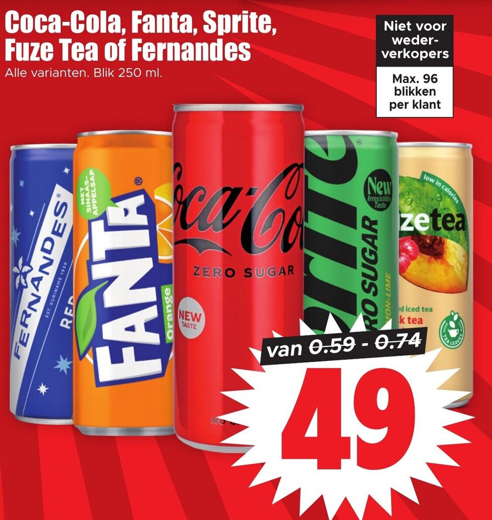 Coca Cola Fanta Sprite Fuze Tea Of Fernandes 250ml Aanbieding Bij Dirk