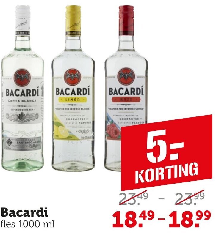 Bacardi Fles 1000 Ml Aanbieding Bij Coop