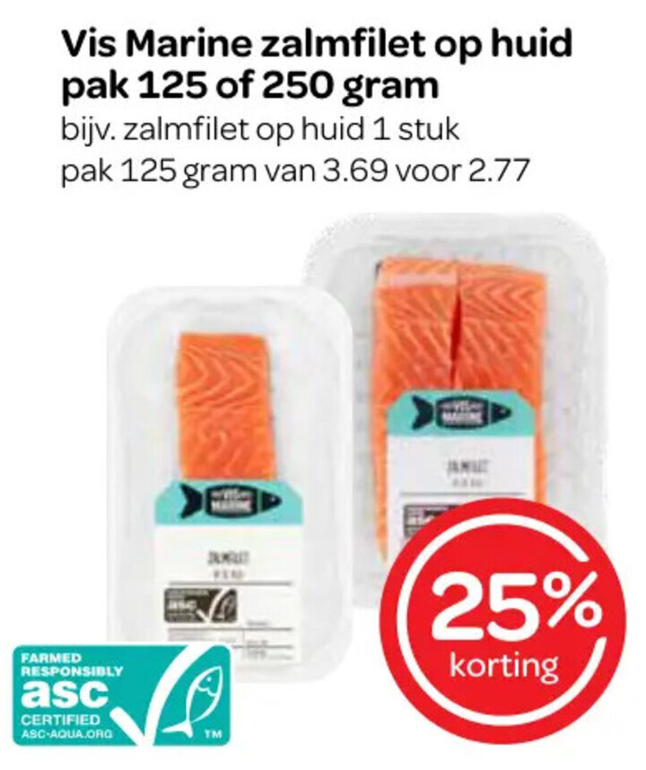 Vis Marine Zalmfilet Op Huid Pak 125 Of 250 Gram Aanbieding Bij Spar