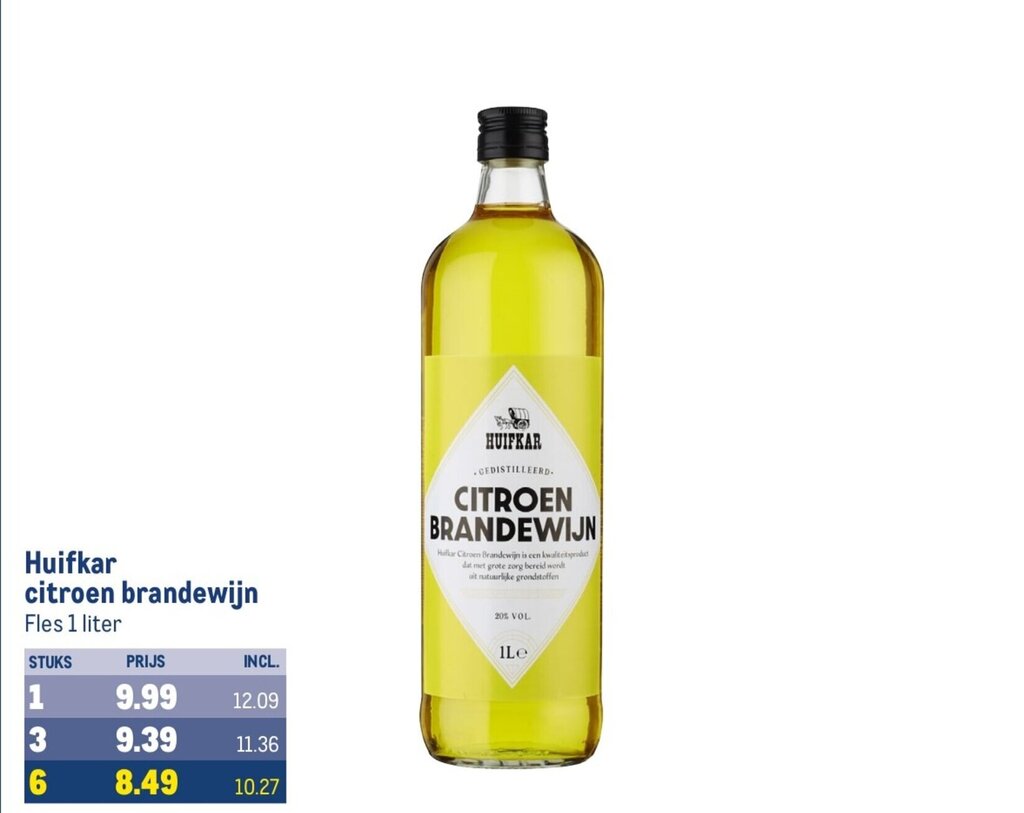 Huifkar Citroen Brandewijn Fles 1 Liter Aanbieding Bij Makro