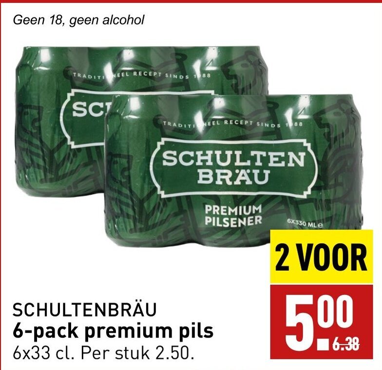 SCHULTENBRÄU 6 pack premium pils 6x33 cl aanbieding bij ALDI