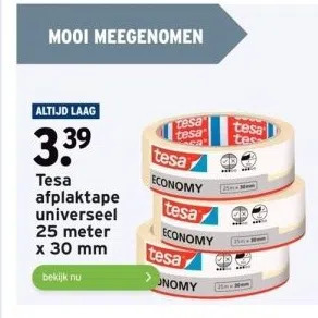 Tesa Afplaktape Universeel 25 Meter X 30 Mm Bekijk Nu Aanbieding Bij GAMMA