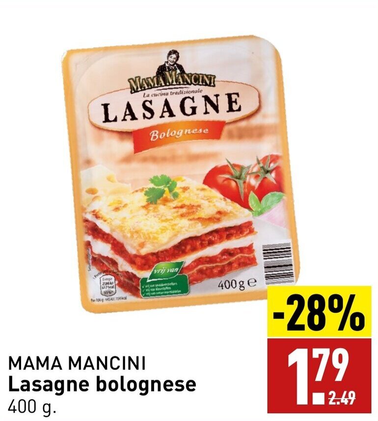 Mama Mancini Lasagne Bolognese G Aanbieding Bij Aldi