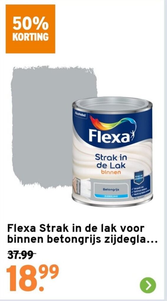 Flexa Strak In De Lak Voor Binnen Betongrijs Zijdegla Aanbieding Bij Gamma