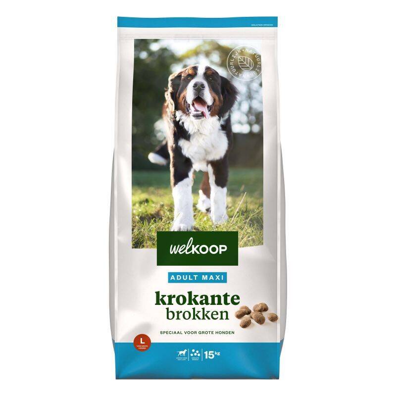 Welkoop Adult Maxi Krokante Brokken Hondenvoer 15 Kg Aanbieding Bij