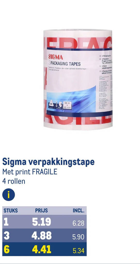 Sigma Verpakkingstape Aanbieding Bij Makro