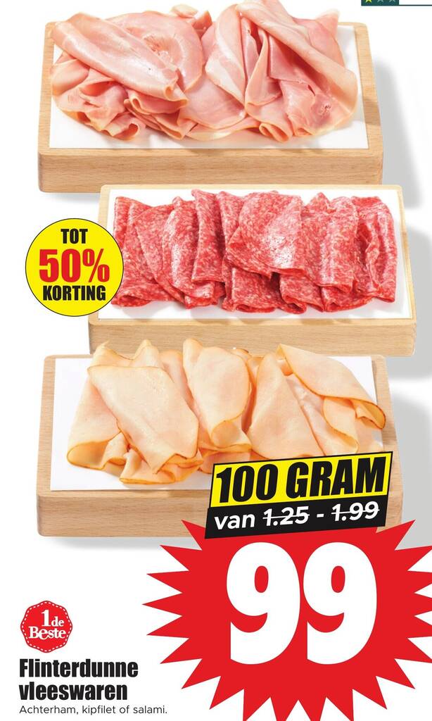 Flinterdunne Vleeswaren 100 GRAM Aanbieding Bij Dirk