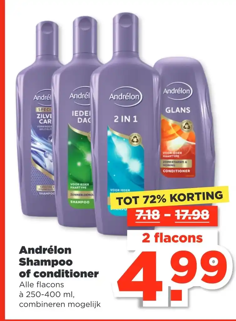 Andrélon shampoo of conditioner aanbieding bij PLUS