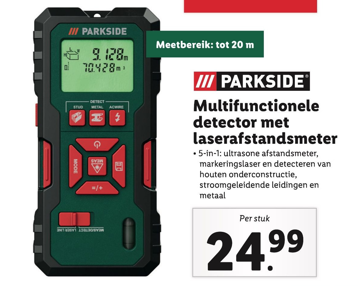 Parkside Multifunctionele Detector Met Laserafstandsmeter Aanbieding