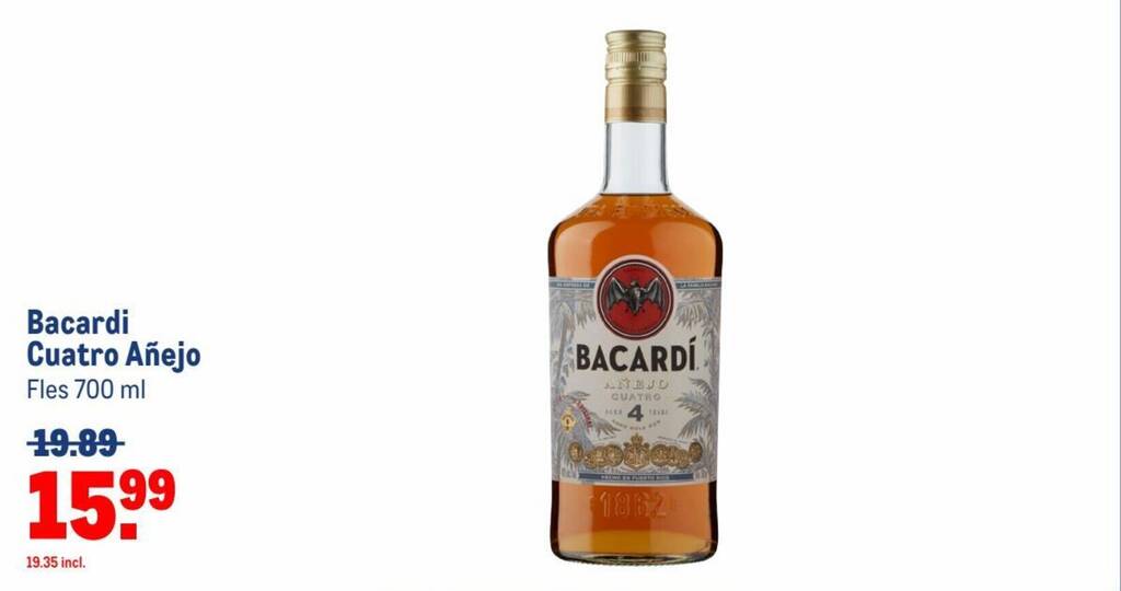 Bacardi Cuatro A Ejo Fles Ml Aanbieding Bij Makro