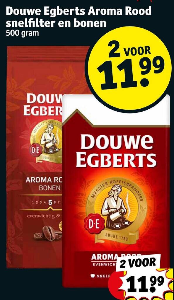 Douwe Egberts Aroma Rood Snelfilter En Bonen Gram Aanbieding Bij