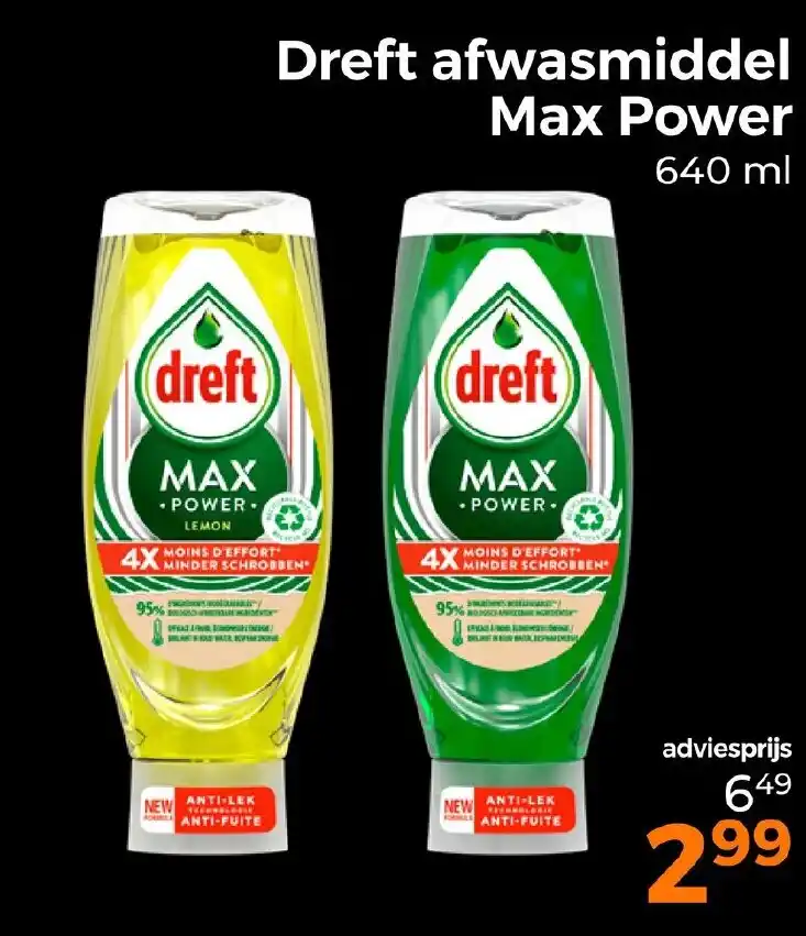 Dreft Afwasmiddel Max Power 640ml Aanbieding Bij Trekpleister