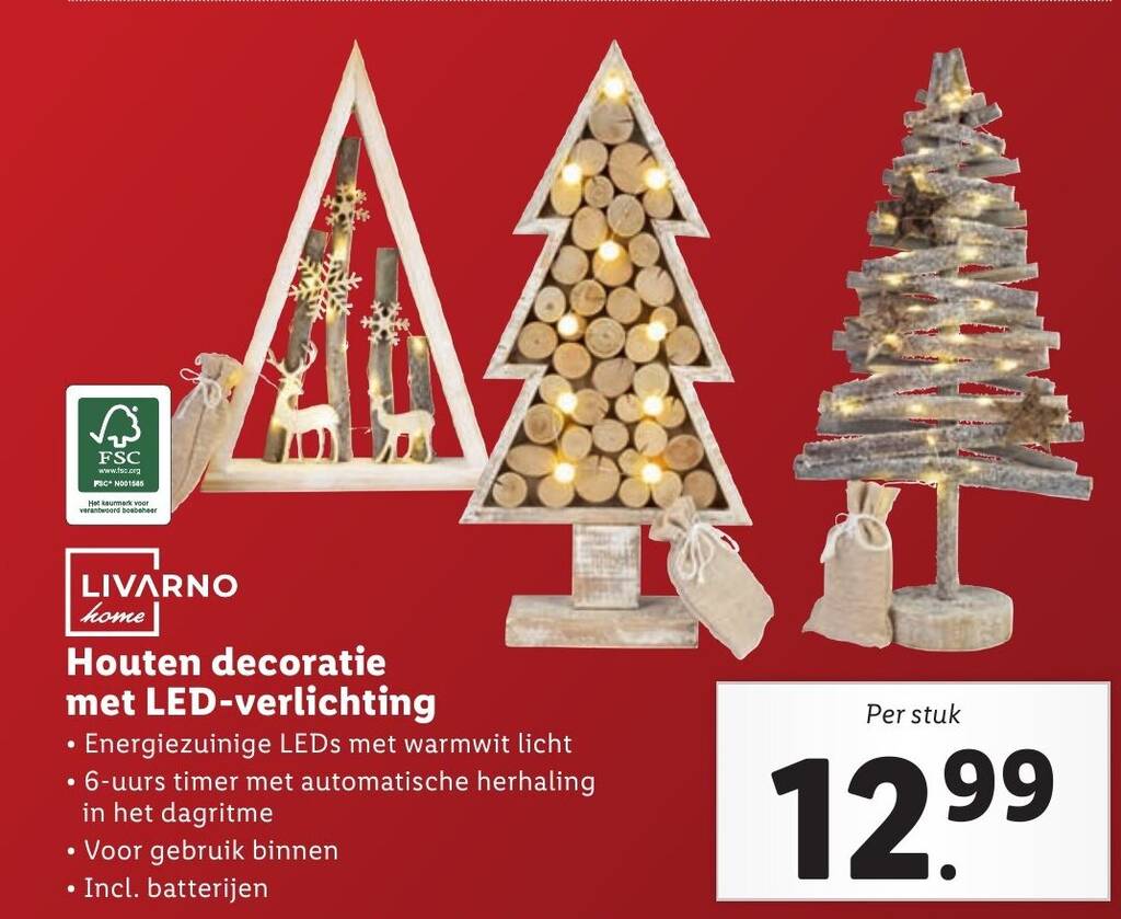 LIVARNO Home Houten Decoratie Met LED Verlichting Aanbieding Bij Lidl