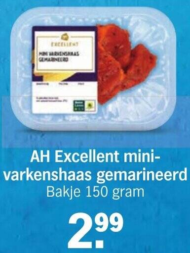 AH Excellent Mini Varkenshaas Gemarineerd Bakje 150 Gram Aanbieding Bij