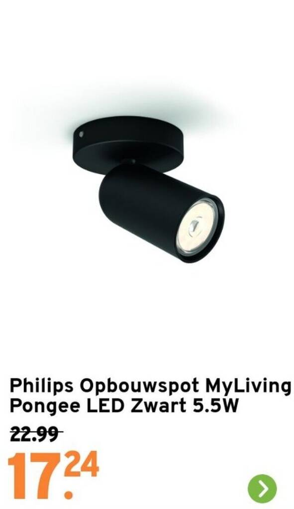 Philips Opbouwspot Myliving Pongee Led Zwart W Aanbieding Bij Gamma