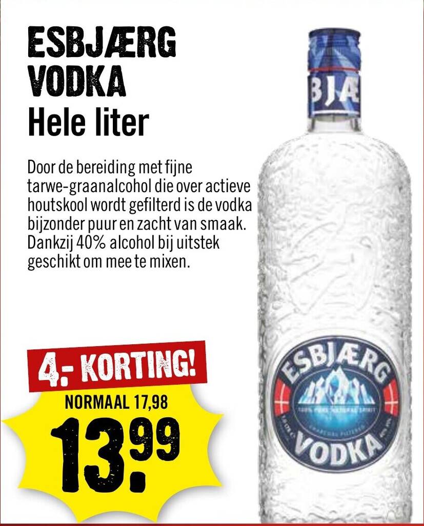 ESBJÆRG VODKA Hele liter aanbieding bij Dirck 3